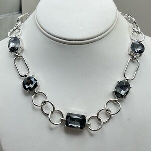 Elegant Silver and Black Gemstone Necklace